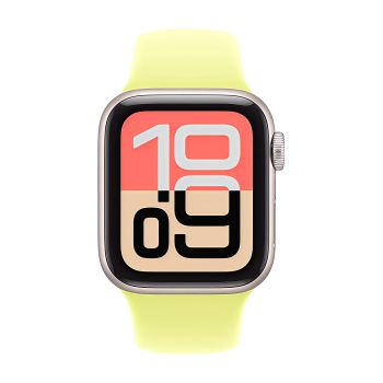 Apple Watch SE 3 40 mm, Starlight Aluminum Neon Yellow Sport Band M/L
